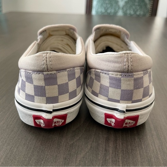 Vans kids light purple white checkered slip on sneakers shoes size 3 - Picture 4 of 10